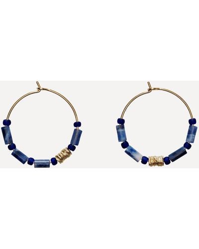 Anni Lu Gold-plated Azzurro Beaded Hoop Earrings - Blue