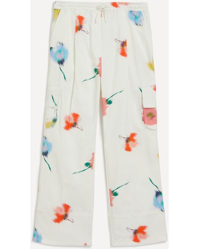 Sleeper Women's Safari Flower Print Cargo Trousers L-xl - White