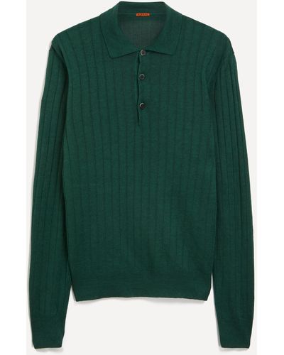 Barena Mens Pevaron Knitted Polo Jumper - Green