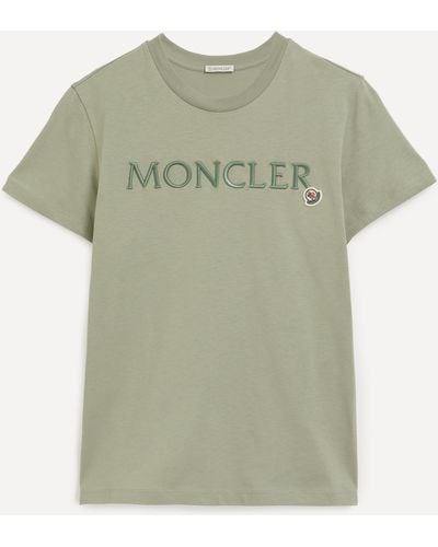 Moncler Women's Embroidered Logo T-shirt - Green