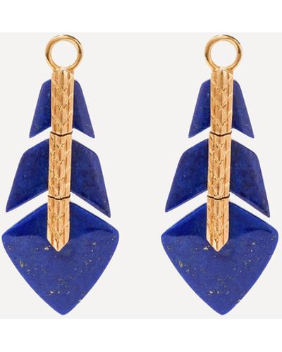 Annoushka 18ct Gold Flight Feather Lapis Lazuli Earring Drops - Blue