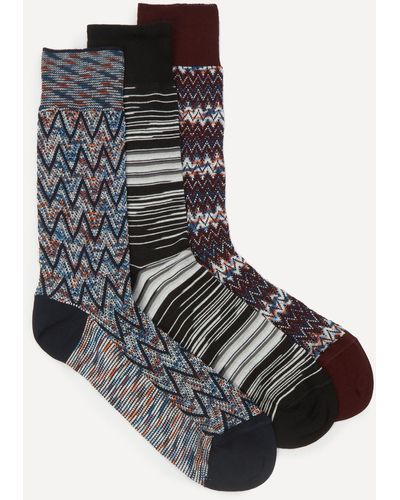 Missoni Mens Three-pack Socks L - Blue