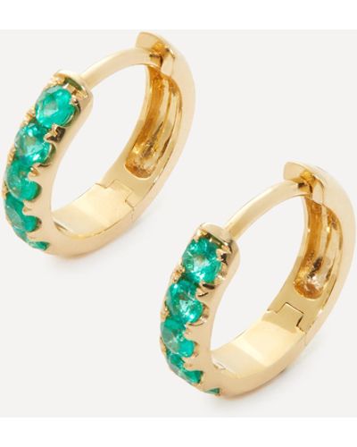 Andrea Fohrman 14ct Gold Emerald Pave Huggie Hoop Earrings One Size - White