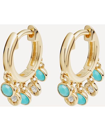Astley Clarke Gold Plated Vermeil Silver Biography Turquoise And White Sapphire Droplet Hoop Earrings One