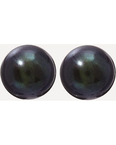 Kojis Black Pearl Stud Earrings One Size - Metallic