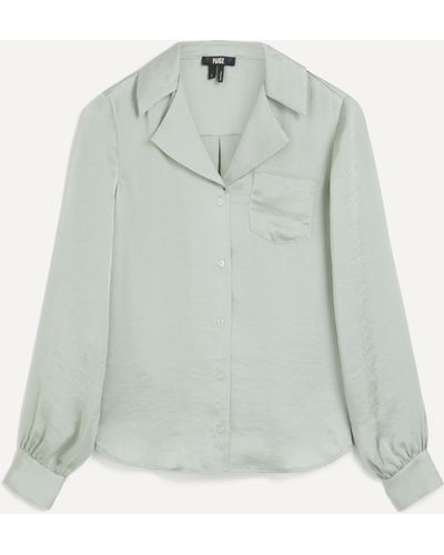 PAIGE Women's Capriana Dusty Sage Satin Shirt Xs - Grey