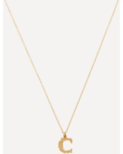 Alex Monroe 18ct Gold Teeny Tiny Floral Letter C Alphabet Pendant Necklace One Size - White