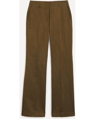 Dries Van Noten Women's Straight Leg Striped Pants 6 - Green