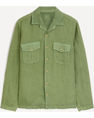 120% Lino Mens Long Sleeve Shirt - Green