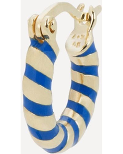 Anna + Nina Gold-plated Blue Twirl Enamel Single Hoop Earring - White