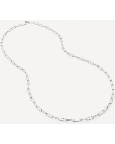 Monica Vinader Sterling Silver Alta Textured Chain Necklace - Natural
