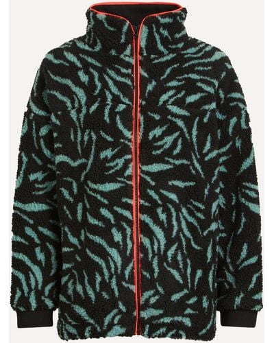 Scamp & Dude Women's Jacquard Zebra Fleece Jacket L-xl - Green
