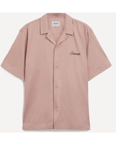 Carhartt Mens Ss Delray Glassy Pink Bowling Shirt 31