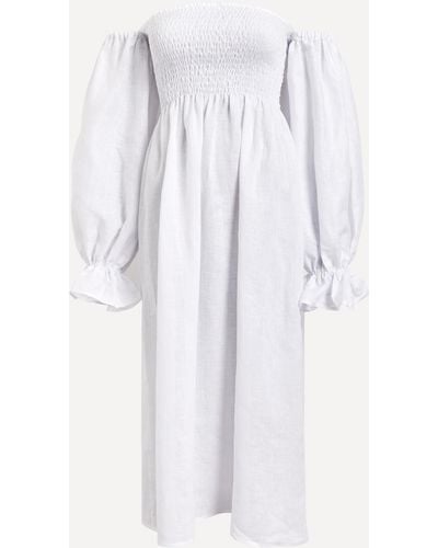 Sleeper Atlanta Linen Midi-dress - White