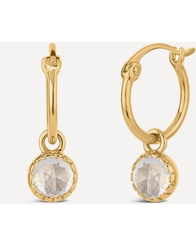 Dinny Hall 22ct Gold Plated Vermeil Silver Gem Drop Small Rose Cut White Topaz Hoop Earrings