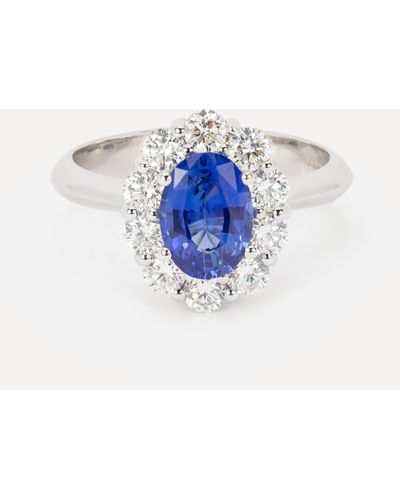 Kojis 18ct White Gold Cornflower Blue Sapphire And Diamond Cluster Ring - Multicolour