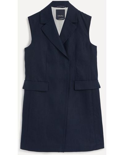 Max Mara Women's Marie Linen Long Vest 8 - Blue