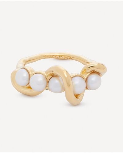 Missoma Gold-plated Vermeil Silver Molten Pearl Twisted Stacking Ring - Metallic