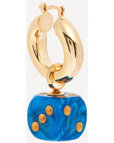 Joolz by Martha Calvo 14ct Gold-plated Roll The Dice Hoop Earrings - Blue