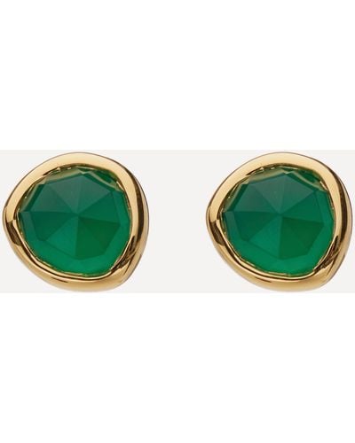 Monica Vinader Gold Plated Vermeil Silver Green Onyx Siren Stud Earrings One Size - Metallic