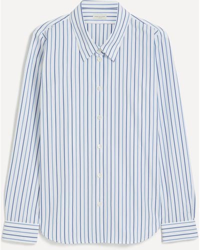 Dries Van Noten Women's Striped Cotton Shirt 16 - Blue