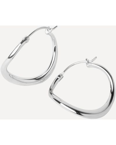 Dinny Hall Silver Wave Small Hoop Earrings One - Multicolour