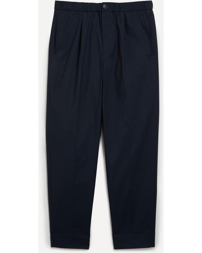 PS by Paul Smith Mens Navy Pleated Cotton-blend Trousers - Blue