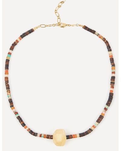 Anni Lu Gold-plated Tulum Beaded Quartz Pendant Necklace One Size - Natural