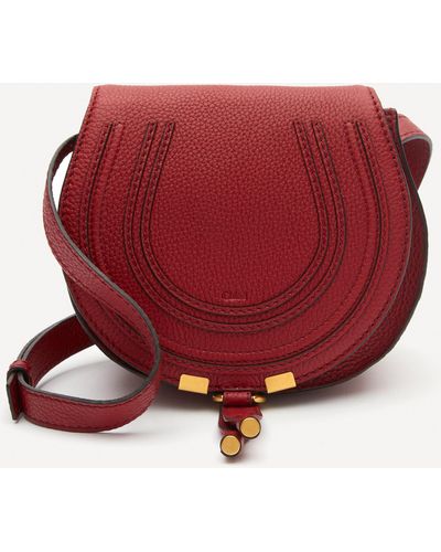 Chloé Marcie Mini Leather Saddle Bag - Red