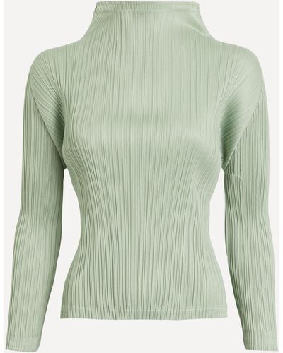 Pleats Please Issey Miyake Women's Monthly Colours November Pleated Black Top 4 - Green