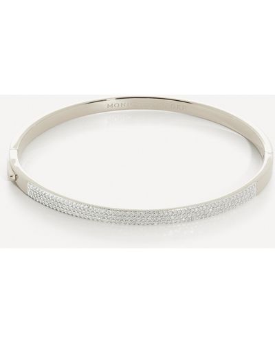 Monica Vinader Sterling Silver Diamond Pave Essential Bangle Bracelet - Natural