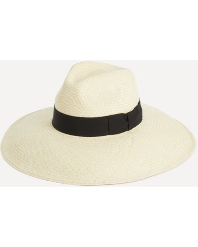 Christys' Women's Panama Wide Fedora Ribbon Hat L - Natural