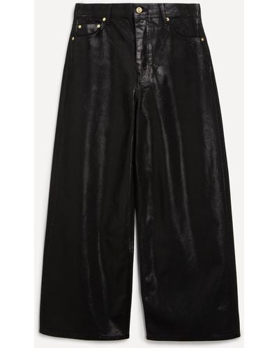 Ganni Women's Foil Denim Wide Jeans 25 - Black