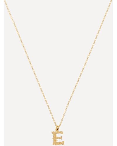 Alex Monroe 18ct Gold Teeny Tiny Floral Letter E Alphabet Pendant Necklace One Size - White
