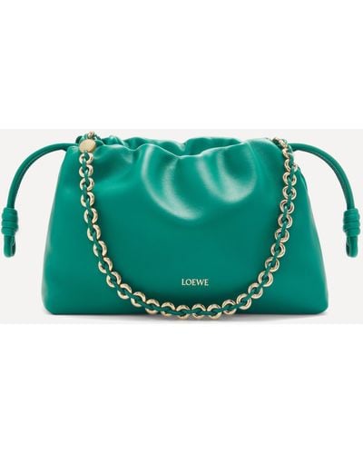 Loewe Women's Flamenco Leather Clutch Bag One Size - Green