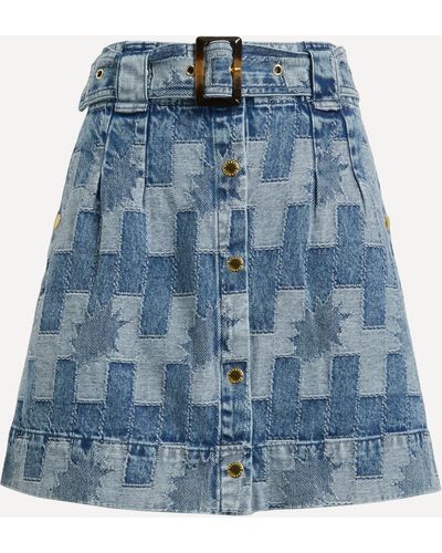 Barbour Women's Bowhill Patchwork Denim Mini-skirt 16 - Blue
