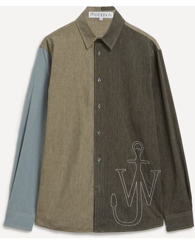 JW Anderson Mens Classic Fit Patchwork Shirt 40/50 - Green