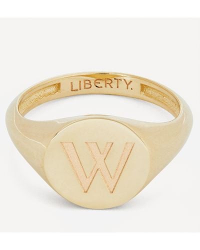 Liberty 9ct Gold Initial Signet Ring - W - White