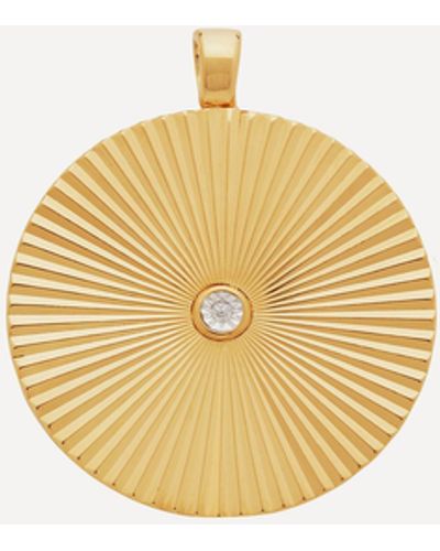 Monica Vinader 18ct Gold Plated Vermeil Silver Disco Round Diamond Pendant One - White