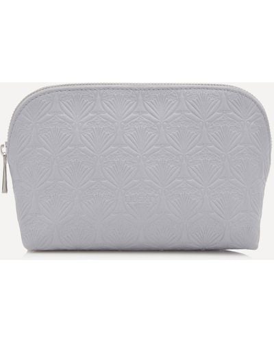 Liberty Makeup Bag In Iphis Embossed Leather - Grey