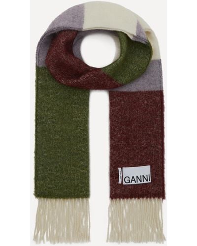 Ganni Women's Striped Fringed Scarf One Size - Red
