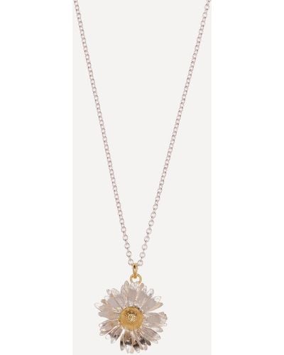 Alex Monroe Silver Big Daisy Pendant Necklace - White