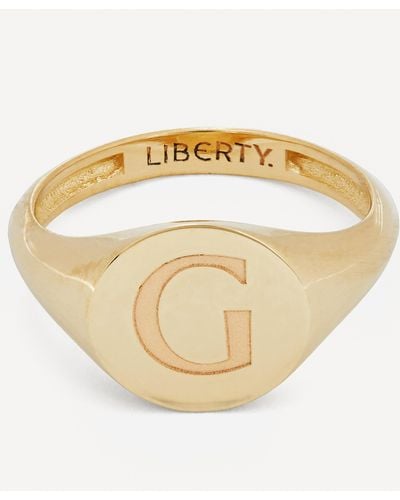 Liberty 9ct Gold Initial Signet Ring - G - White