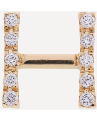 Liberty 9ct Gold Letter H Diamond Alphabet Single Stud Earring - White