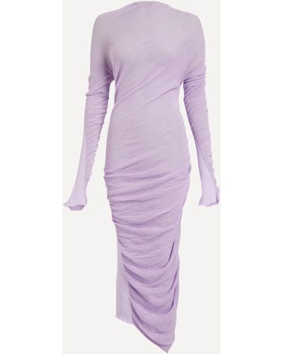 Issey Miyake Women's Ambiguous Long Sleeved Midi Dress 2 - Purple