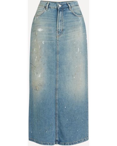 Acne Studios Women's Distressed Denim Maxi Skirt 10 - Blue
