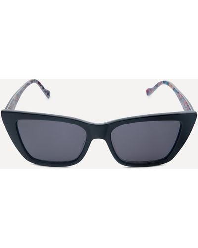 Liberty Women's Black With Print Angular Sunglasses One Size - Blue