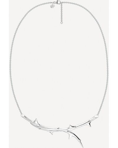 Shaun Leane Silver Rose Thorn Horizontal Pendant Necklace - White