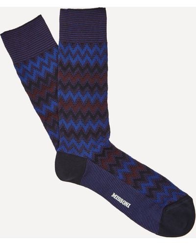 Missoni Two-tone Zig-zag Socks L - Blue