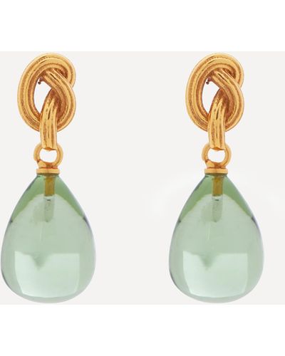 Shyla Synthea Glass Stone Drop Earrings 22ct Gold-plated Earrings With Sculptural Metal Knots Hypoallergenic Earrings One Size - Multicolour